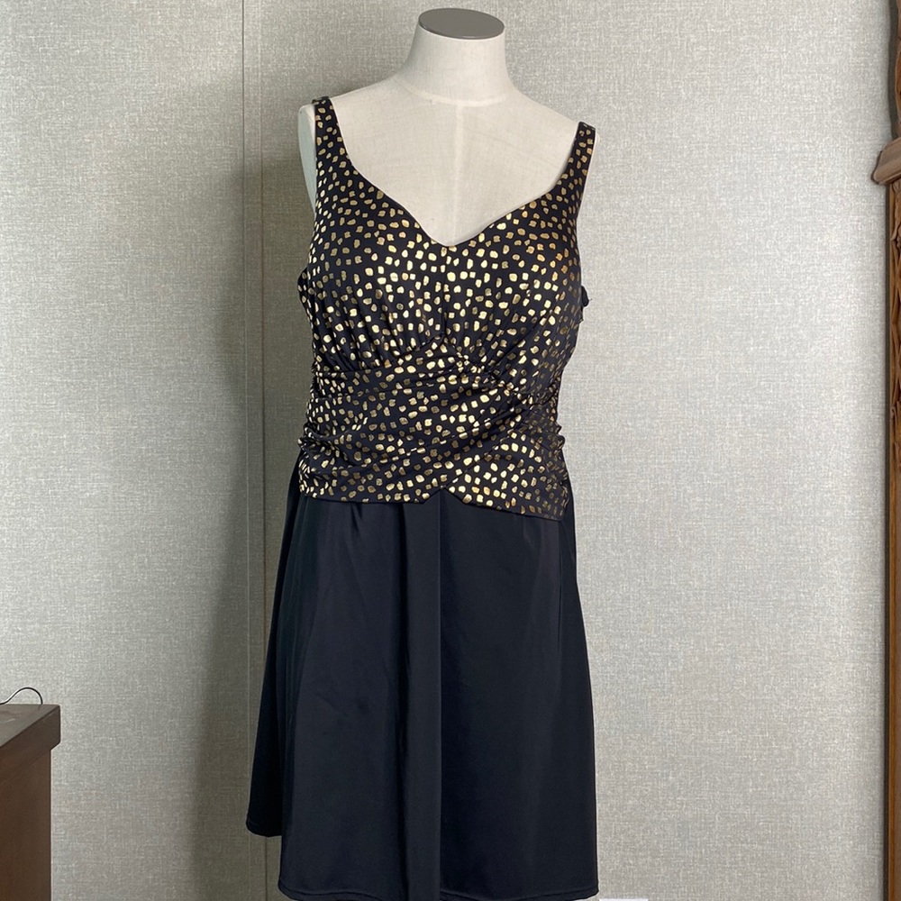 Swimsuits For All Black and Gold One Piece Size 16